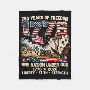 250 Years Of Freedom 1776 One Nation Under God Usa Fleece Blanket
