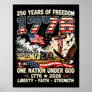 250 years of freedom 1776 one nation under god usa poster
