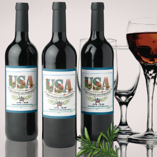 250 Years of Freedom Elegant Botanical Wine Bottle Label