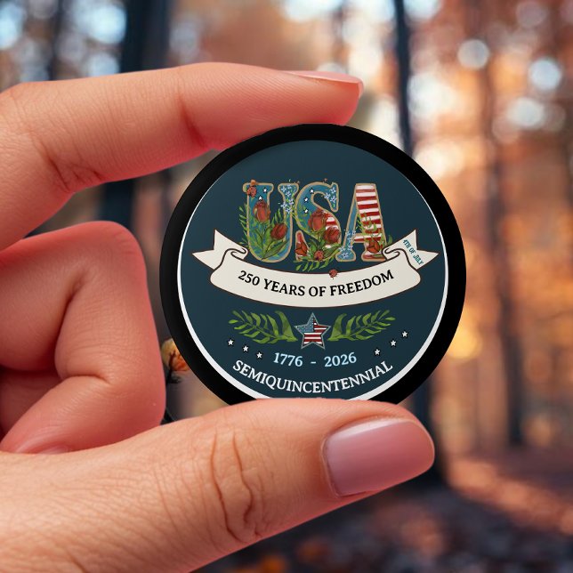 250 Years of Freedom Elegant Patriotic  Blue 7.5 Cm Round Badge (250 Years of Freedom Elegant Patriotic Blue Button)