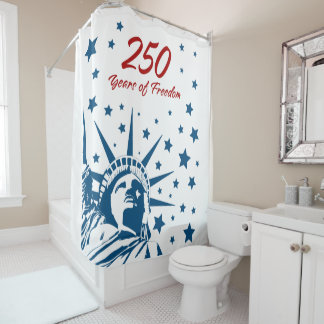 250 Years of Freedom Happy Birthday USA Patriotic  Shower Curtain