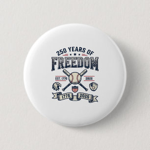 250 Years of Freedom Patriotic Baseball Design_1 6 Cm Round Badge