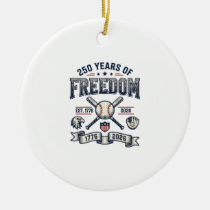 250 Years of Freedom Patriotic Baseball Design_1 Ceramic Tree Decoration