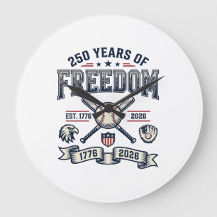 250 Years of Freedom Patriotic Baseball Design_1 Large Clock