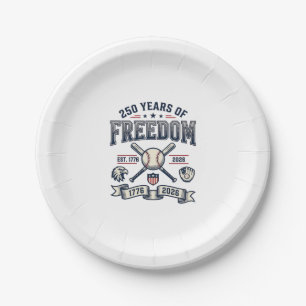 250 Years of Freedom Patriotic Baseball Design_1 Paper Plate