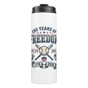 250 Years of Freedom Patriotic Baseball Design_1 Thermal Tumbler