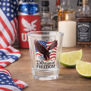 250 Years of Freedom Patriotic Eagle Flag Design Shot Glass