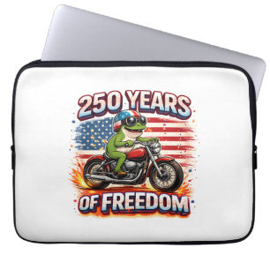 250 Years Of Freedom Patriotic Frog Biker USA Laptop Sleeve
