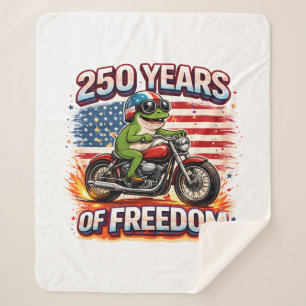 250 Years Of Freedom Patriotic Frog Biker USA Sherpa Blanket