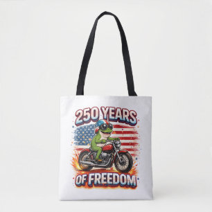 250 Years Of Freedom Patriotic Frog Biker USA Tote Bag