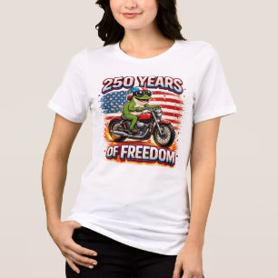 250 Years Of Freedom Patriotic Frog Biker USA Tri-Blend Shirt