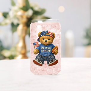 250 Years Of Freedom Teddy Bear Can Glass