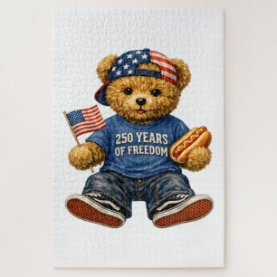 250 Years Of Freedom Teddy Bear Jigsaw Puzzle