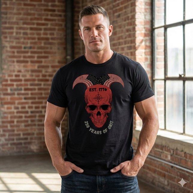 250 Years of Grit Patriotic Red Skull T-Shirt (Creator Uploaded)