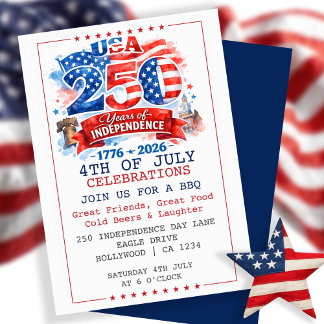 250 Years of Independence 4th of July Party Invitation