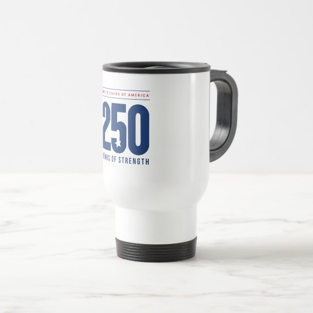 250 Years of Strength Travel Mug (Front Right)