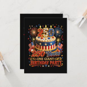 250 Years One Giant Birthday 250 Anniversary USA  Invitation