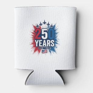 250 Years Patriotic Jets Anniversary Vector Design Can Cooler