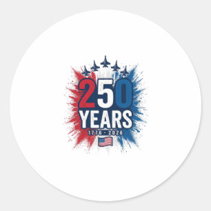 250 Years Patriotic Jets Anniversary Vector Design Classic Round Sticker