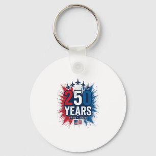 250 Years Patriotic Jets Anniversary Vector Design Key Ring