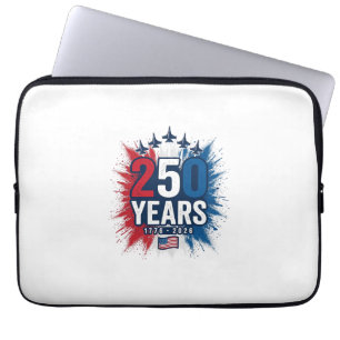 250 Years Patriotic Jets Anniversary Vector Design Laptop Sleeve