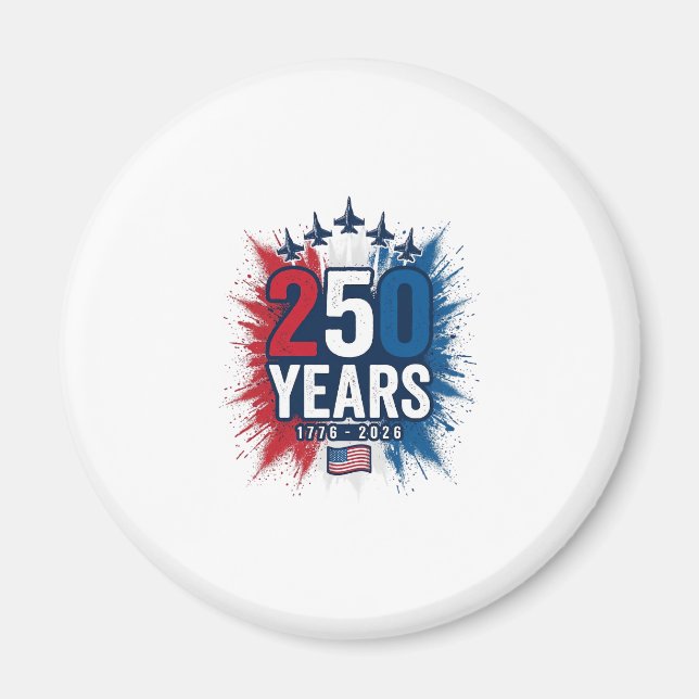 250 Years Patriotic Jets Anniversary Vector Design Magnet (Front)