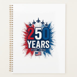250 Years Patriotic Jets Anniversary Vector Design Planner