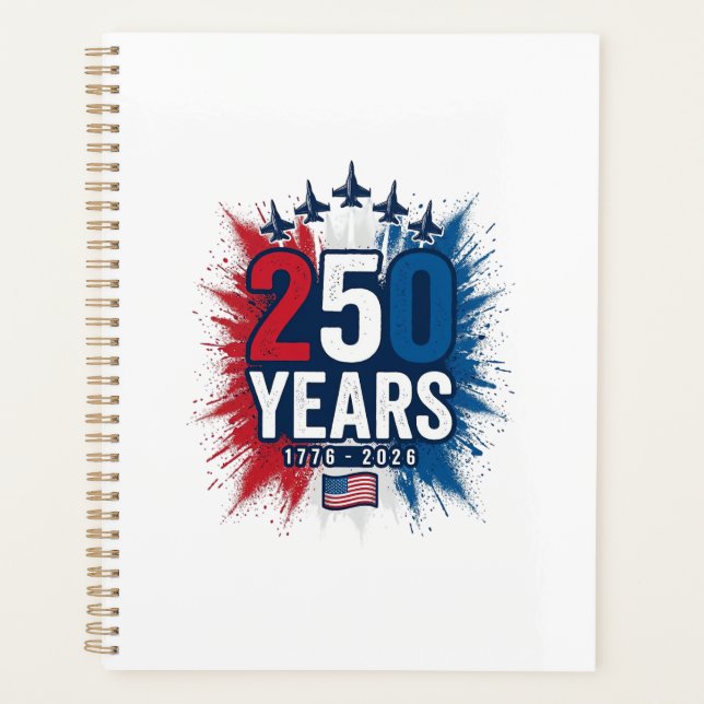 250 Years Patriotic Jets Anniversary Vector Design Planner (Front)