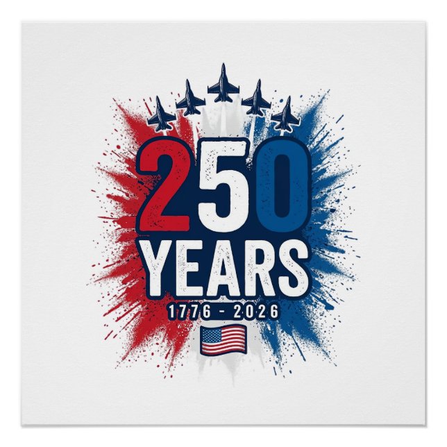 250 Years Patriotic Jets Anniversary Vector Design Poster (Front)
