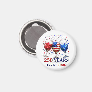 250 Years Patriotic Wine Glass Celebration Magnet
