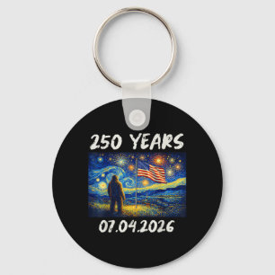 250 Years Starry Night Bigfoot 4th of July 2026 Key Ring