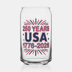 250 Years USA   1776–2026 Semiquincentennial Can Glass