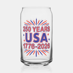 250 Years USA   1776–2026 Semiquincentennial Can Glass