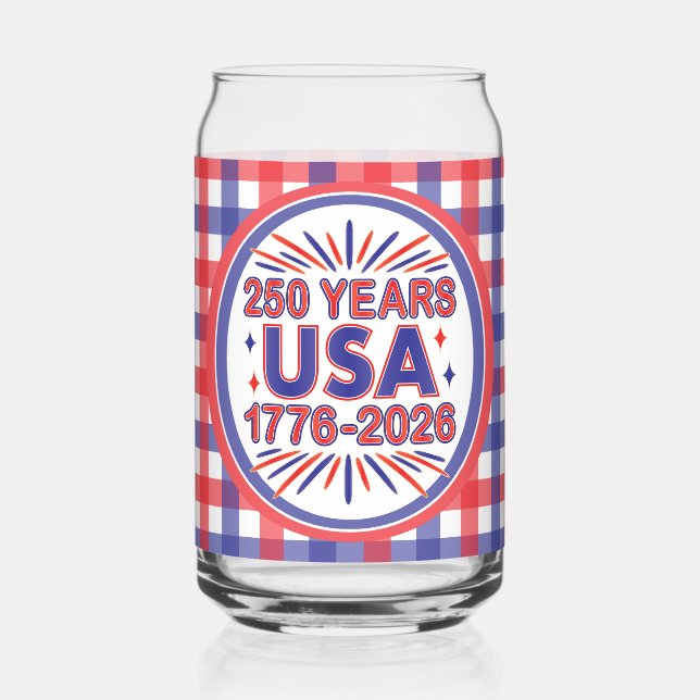 250 Years USA | 1776–2026 Semiquincentennial Can Glass (Front)