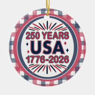 250 Years USA   1776–2026 Semiquincentennial Ceramic Tree Decoration