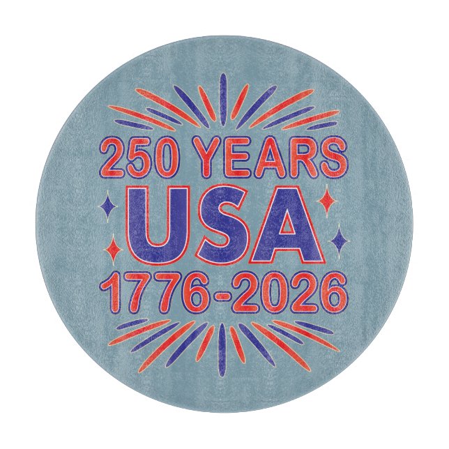 250 Years USA | 1776–2026 Semiquincentennial Cutting Board (Front)