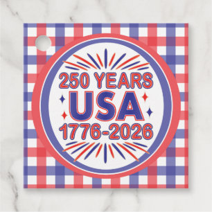 250 Years USA 1776–2026 Semiquincentennial Favour Tags