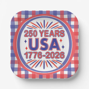 250 Years USA   1776–2026 Semiquincentennial Paper Plate