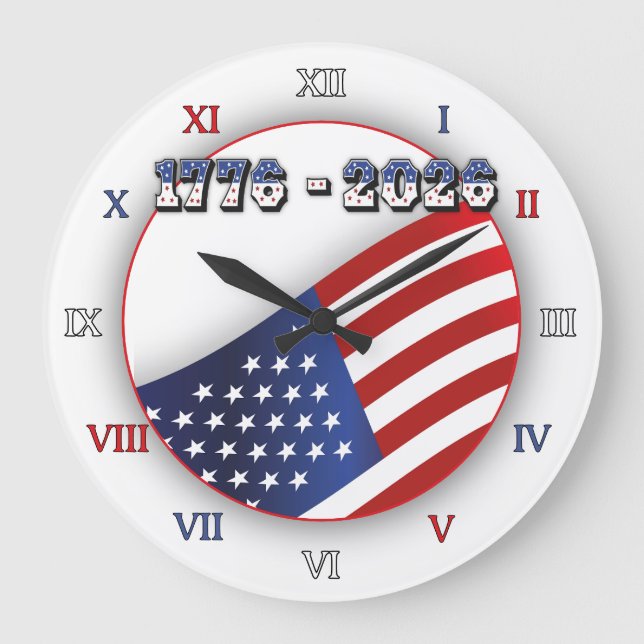 250 Years USA  Freedom 1776-2026 Patriotic  Large Clock (Front)