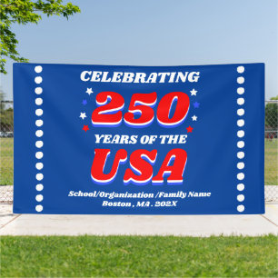 250 Years USA Party Patriotic Celebration Decor Banner