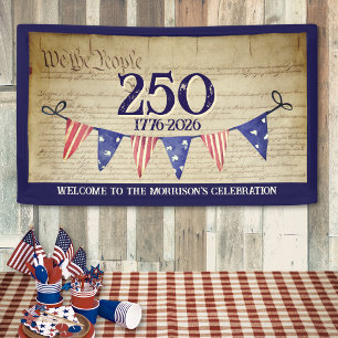 250th 4th of July Vintage Patriotic USA Party Banner