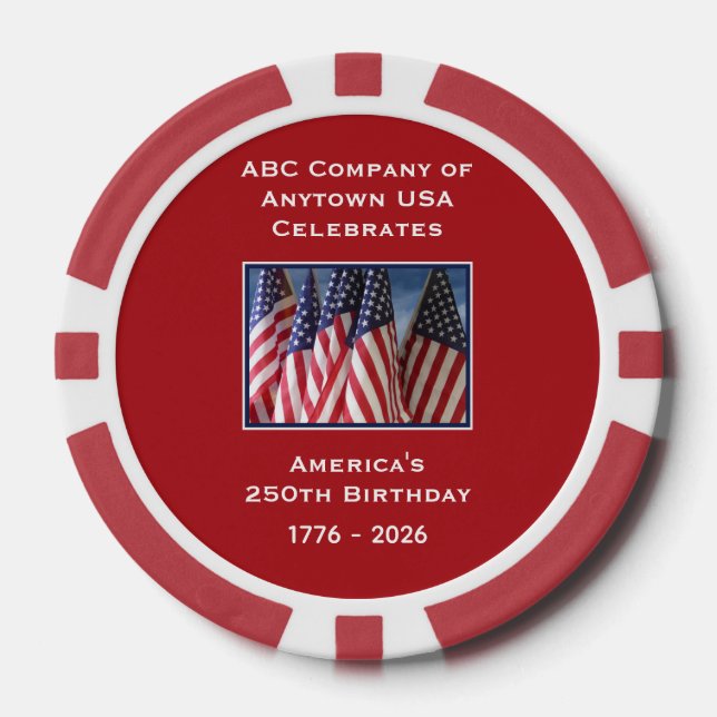 250th Anniversary 1776 to 2026 USA America Poker Chips (Front)