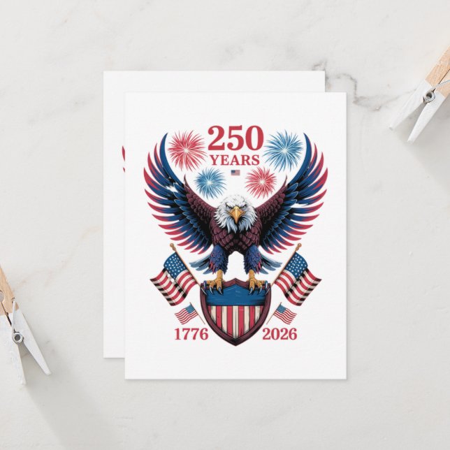 250th Anniversary 250 Years USA 1776 Invitation (Front/Back In Situ)
