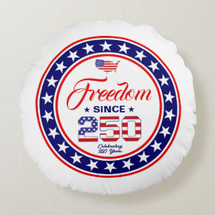 250th Anniversary 4th of July American Flag Round Cushion