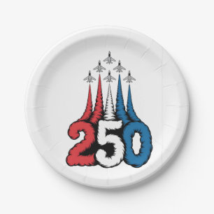 250th Anniversary 4th Of July Jet Patriotic Paper Plate