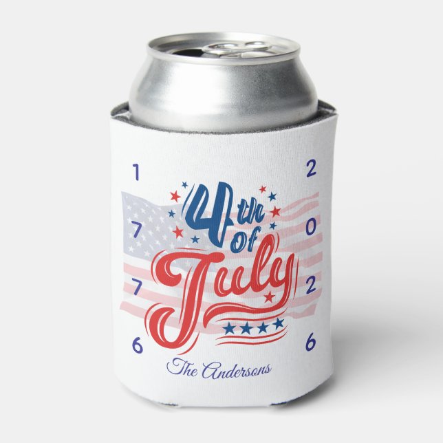250th Anniversary 4th Of July USA  Can Cooler (Can Front)
