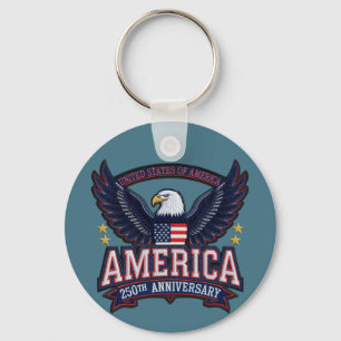 250th Anniversary America Patriotic Photo Keychain