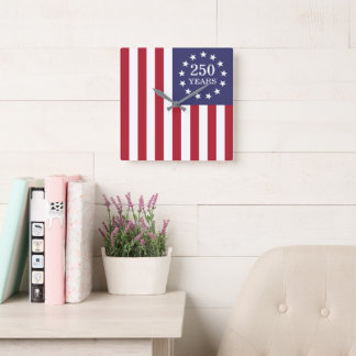 250th Anniversary America Patriotic USA Independen Square Wall Clock