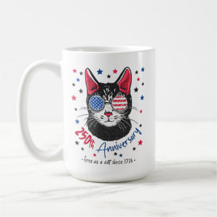 250th Anniversary America USA Flag Sunglasses Cat Coffee Mug