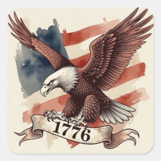 250th Anniversary American Eagle 1776 Flying Square Sticker